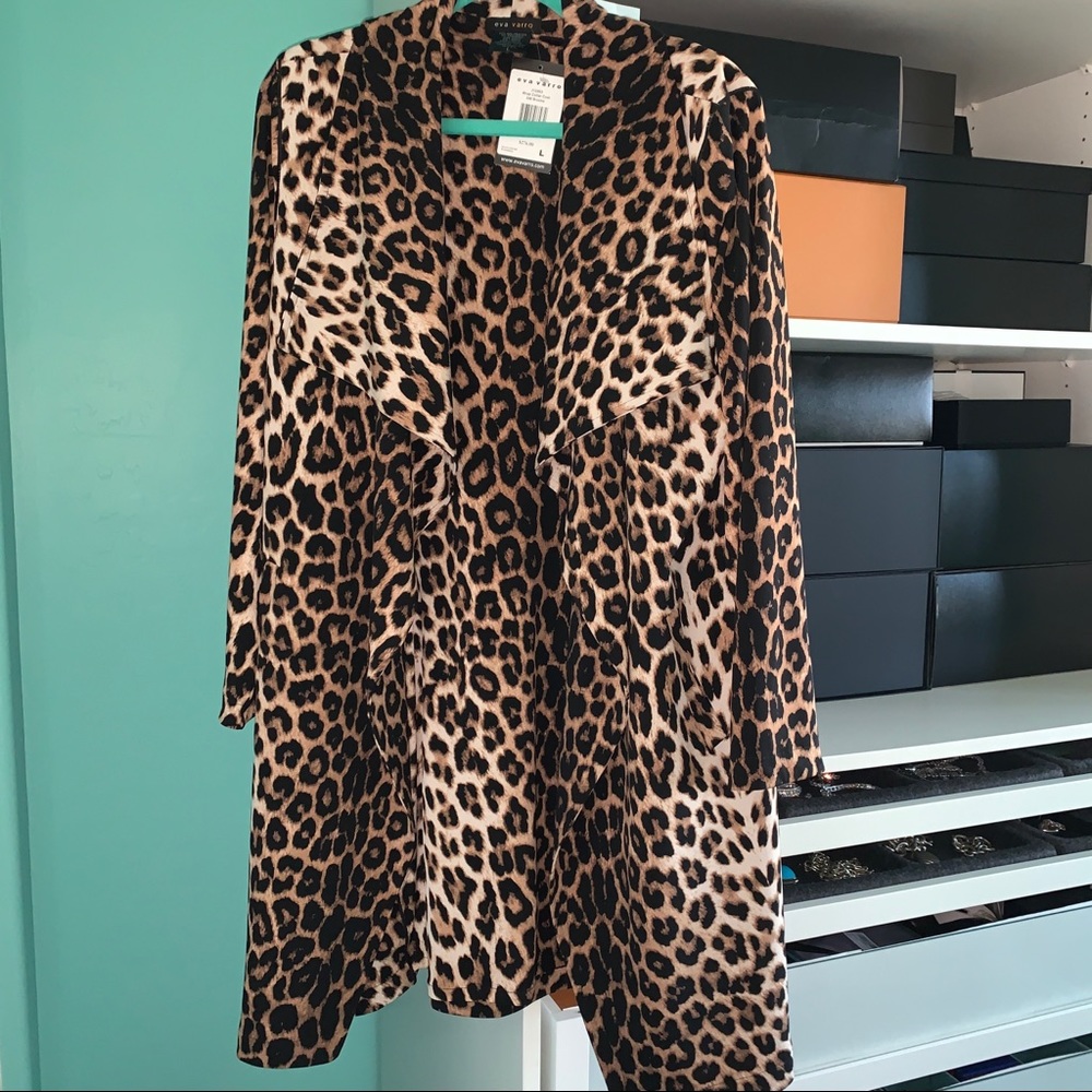 Eva Varro leopard open front jacket Brand new Sz. Large $276